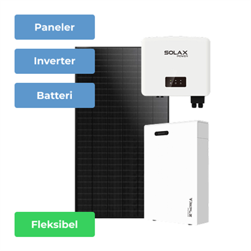 Solcelleanlæg med 12 paneler med 3 kWh batteri til fladt tag - uden montering